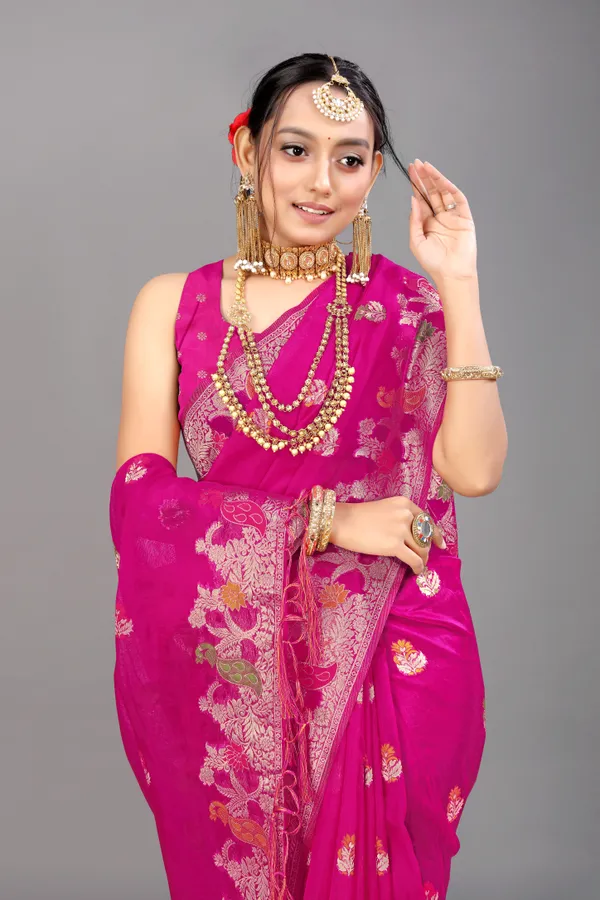 MAGENTA_WOVEN_WORK_ORGANZA_SAREE